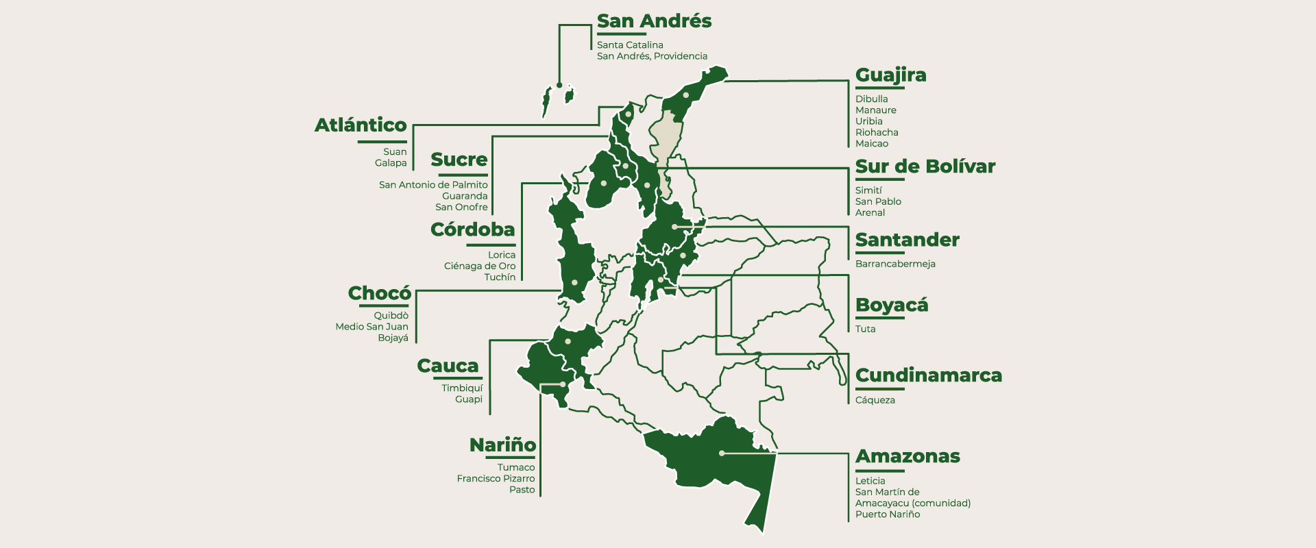 Mapa municipios Cocinas para la paz