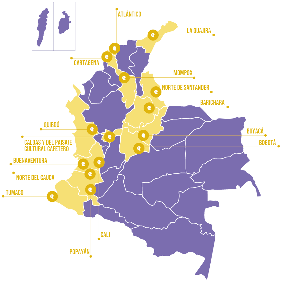 Imagen del mapa de Escuelas Taller de Colombia PNEET