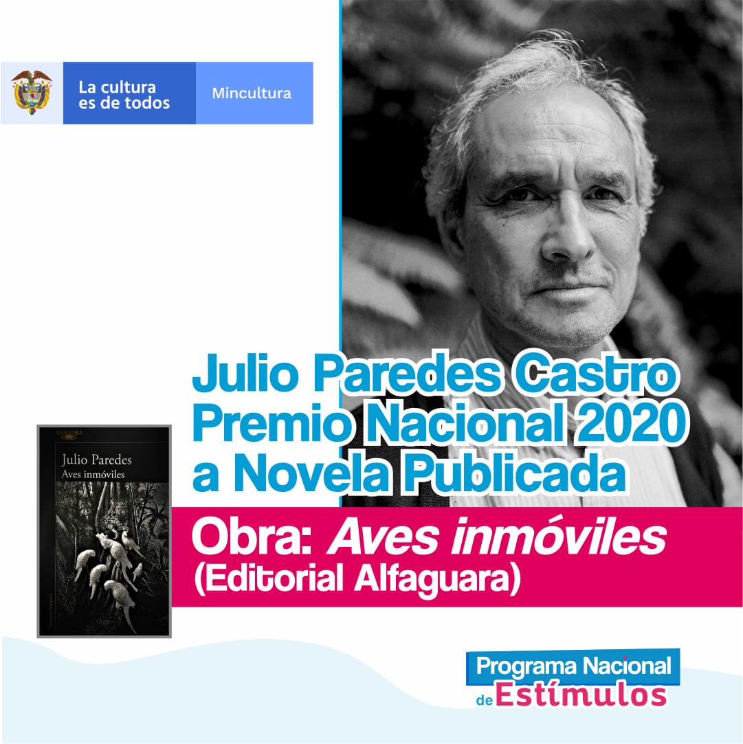 El escritor bogotano Julio Paredes ganó el Premio Nacional 2020 a Novela Publicada
