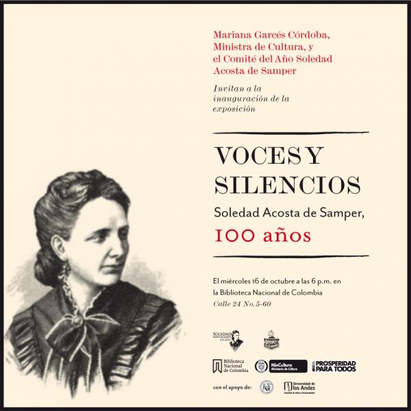 Biblioteca Nacional inaugura exposición ''Voces y silencios. Soledad Acosta de Samper, 100 años''