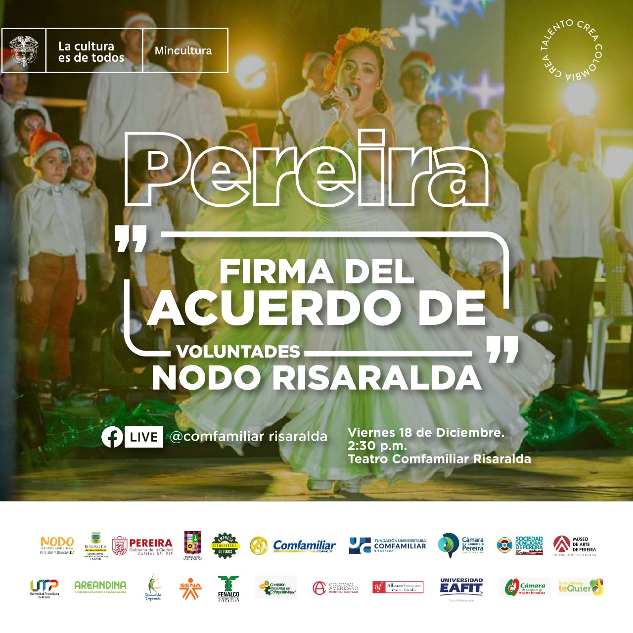 En Pereira se firma el Acuerdo de Voluntades para fortalecer las industrias culturales y creativas en Risaralda